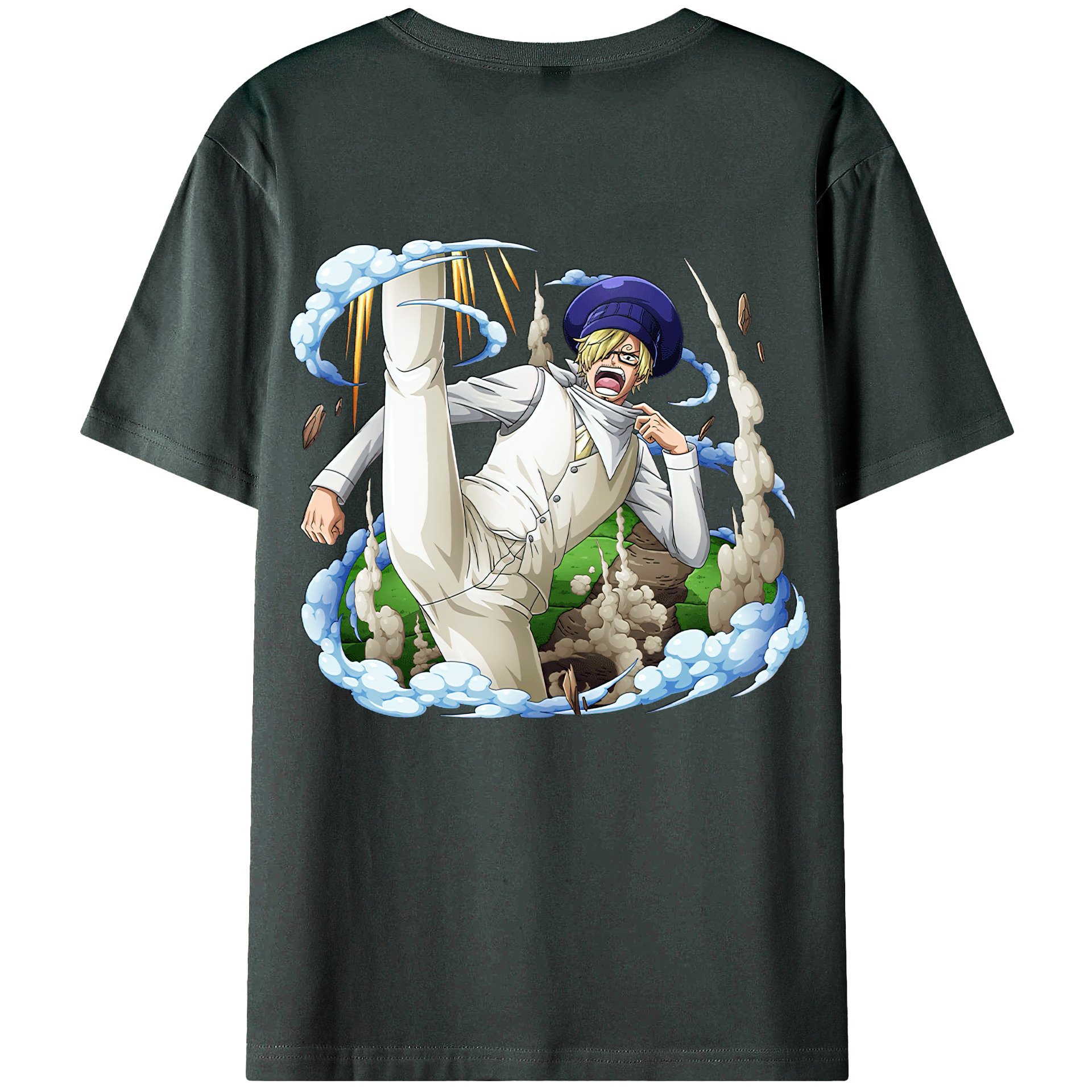 （画像用） ワンピース サンジ ONE PIECE Sanji 綿100％ メンズ半袖Tシャツ（バックプリント） 通気性